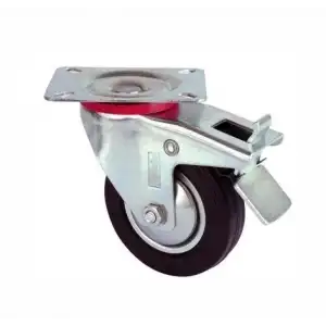 Servis Tekeri - Tablalı Frenli Siyah Döner - Çap 80 Mm