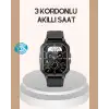 3 Kordonlu Akıllı Saat Uzun Pil Süreli
