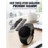 3 Kordonlu AMOLED Ekran Bluetooth Aramalı Akıllı Saat Metal, Deri ve Silikon Kordon Seti
