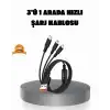3’ü 1 Arada Şarj Kablosu Type-C iOS Android Uyumlu Hızlı ve Güvenli Şarj