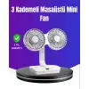 720° Döner Çift Taraflı Masaüstü Vantilatör – USB Şarjlı Sessiz Fan