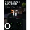 8li Dikey Çoklu Priz 4 USB 2 Type-C Akım Korumalı Anahtarlı Priz