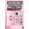 Akıllı Saat Amoled Ekran 3 Kordonlu Aksesuar Hediyeli Sesli Görüşme