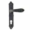 Antika Tarz Dekoratif Pirinç Çiçekli Yale Kapı Kolu - 240x40 Mm, Oksit