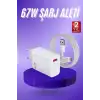 Beyaz Ultra Plus Hızlı Şarj Seti Şarj Adaptörü ve Kablosu 67W