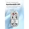 Bluetooth USB Çift Modlu Sessiz Mouse, Şeffaf Mıknatıslı Kapaklı, Type-C Şarjlı, DPI Ayarlı, Kablosuz 10m Çekim Mesafeli, Masaüstü Kısayol Tuşlu, Taşınabilir Şarjlı Mouse Beyaz