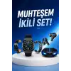 Kablosuz Bluetooth Bağlantılı Kulaklık ve Dokunmatik Ekran Akıllı Saat Arama Cevaplama