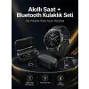 Kablosuz Bluetooth Kulaklık ve Kordon Hediyeli Akıllı Saat Nabız Ölçer Uzun Pil Ömrü