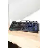 Led Işıklı  Klavye Usb Girişli RGB Işıklı Q Klavye Mouse Hediyeli
