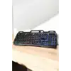 Led Işıklı  Klavye Usb Girişli RGB Işıklı Q Klavye Mouse Hediyeli