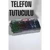 Led Işıklı  Klavye Usb Girişli RGB Işıklı Q Klavye Mouse Hediyeli