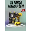 Matkap Seti 24 Parça Çift Bataryalı Darbeli Led Işıklı Vidalama