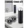 Paslanmaz Çelik 3’lü Termos Seti Vakumlu ve 8 Saat Isı Koruma