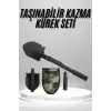 Pusulalı Katlanabilen Portatif Çantalı Mini Kazma Kürek Seti