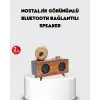 Retro Gramofon Tasarımlı Bluetooth Hoparlör – 3D Stereo Ses, 1800 mAh Batarya