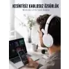RGB Işıklı Mikrofonlu Bluetooth Kulaklık Beyaz Over-Ear Tasarım Type-C Şarjlı