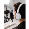 RGB Işıklı Mikrofonlu Bluetooth Kulaklık Beyaz Over-Ear Tasarım Type-C Şarjlı