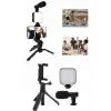 Telefon Tutucu Mini Mikrofonlu Tripod Vlog Çekim Video