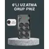 Termal Akım Korumalı 6’lı Uzatma Priz USB Type-C Hızlı Şarj 2500W