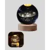 USB Bağlantılı Işıklı Kristal Küre Modern Ahşap Tabanlı Dekor