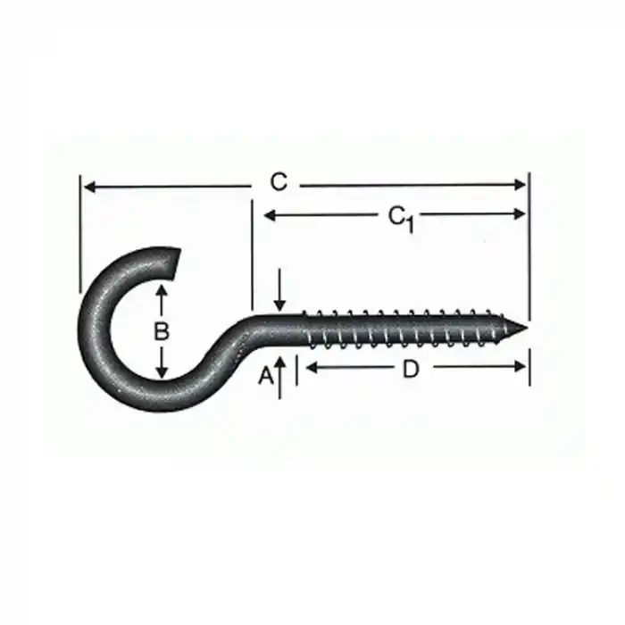 Açık Piton, Kanca, Çengel 18x60 - 144 Adet