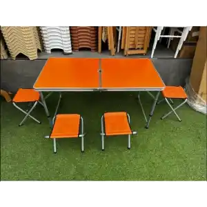 Katlanabilir Alüminyum Kamp Masa 4lü Tabure Seti