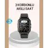 3 Kordonlu Akıllı Saat Uzun Pil Süreli