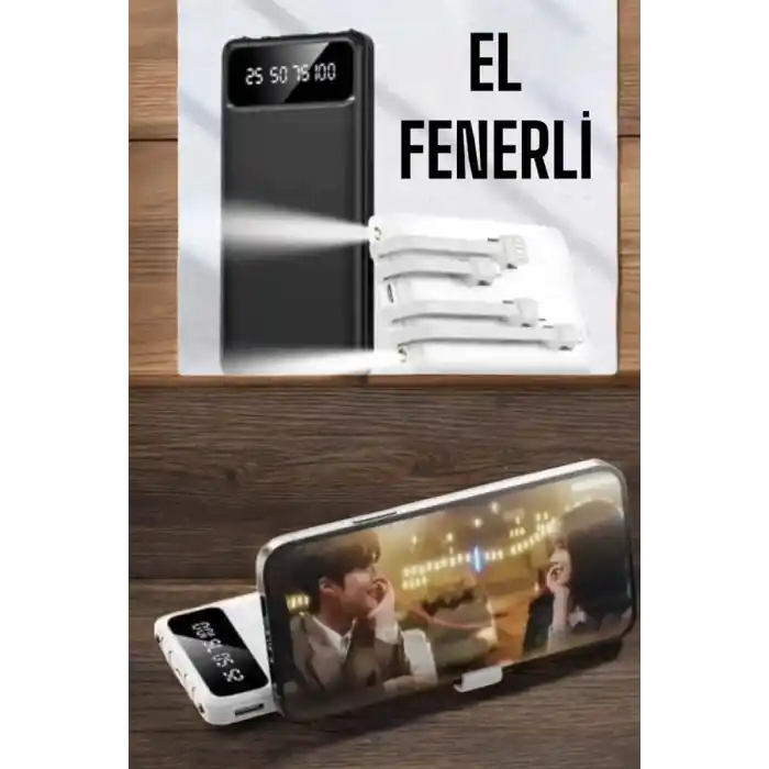 20.000 Mah Led Işıklı LCD Ekran USB Girişli Type-C Lightning Powerbank