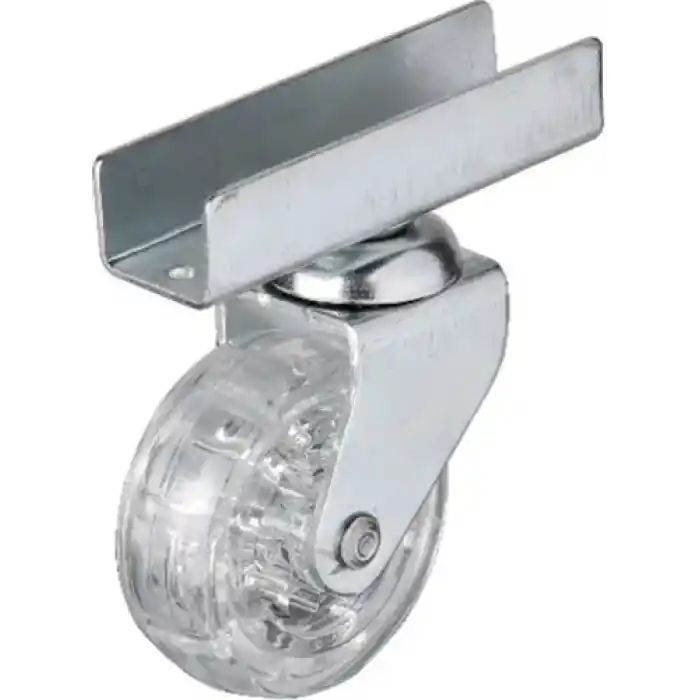 327 - 50x20 Mm Şeffaf Makaralı Uzun U Tablalı Teker 4 Adet