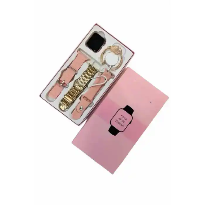 Akıllı Saat 3 Kordonlu Ve Aksesuarlı Bayanlar Için Şık Rose renk