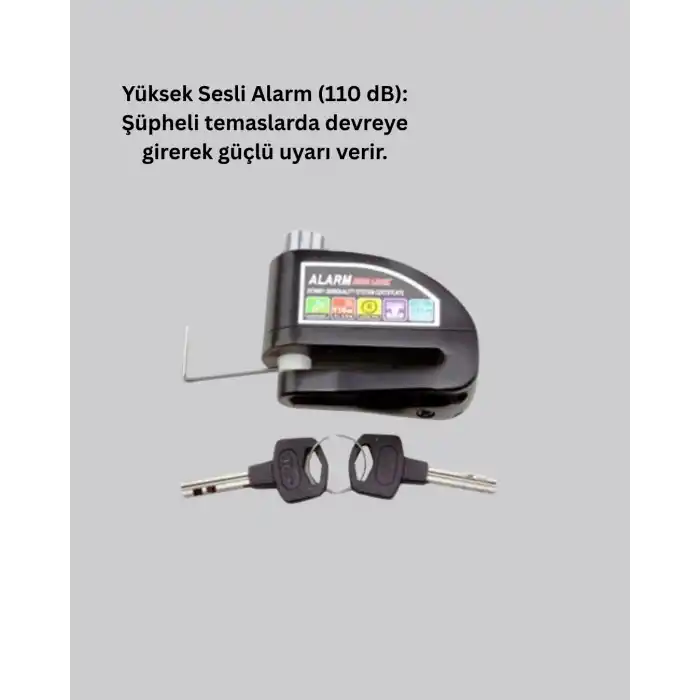 Alarm Sensörlü Disk Kilidi Motosiklet Scooter Bisiklet Güvenlik