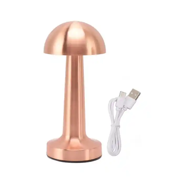Bronz Dokunmatik Masa Lambası 3 Renk LED Şarjlı Kablosuz USB Çıkışlı