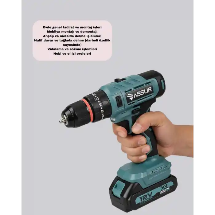 Çift Bataryalı Şarjlı Matkap Dijital Ekranlı Set