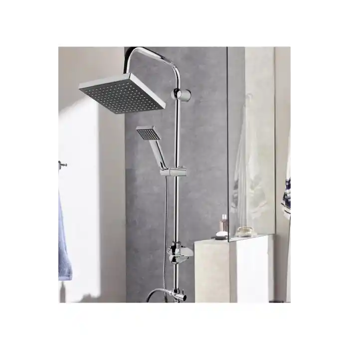 Epilons Robot Tepe Duş Sistemi Yağmurlama Duş Seti Krom Siyah Kare
