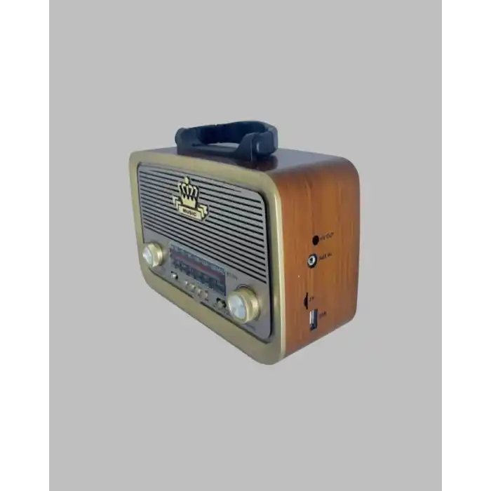 Eskitme Tasarımlı Ahşap Bluetooth Radyo LED Aydınlatmalı
