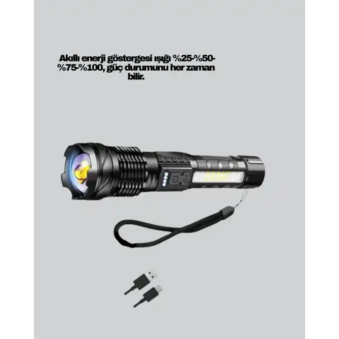 Güçlü LED El Feneri Şarj Edilebilir Çok Modlu