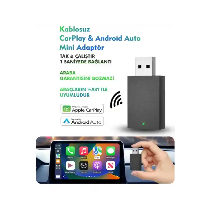 Kablosuz Android Auto/Car Play USB Dongle Cihazı