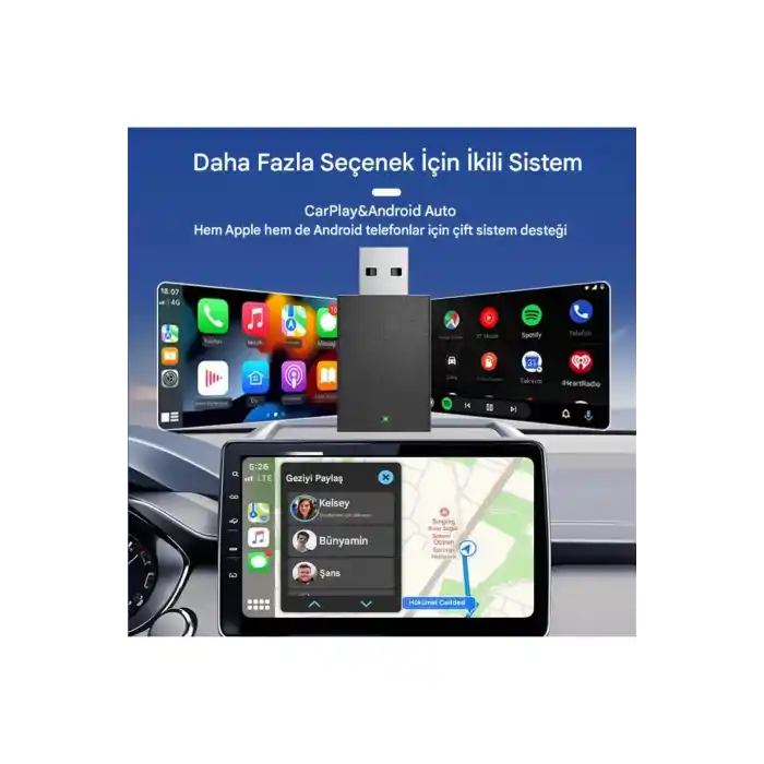 Kablosuz Android Auto/Car Play USB Dongle Cihazı