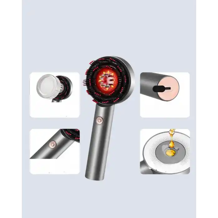 Kırmızı Işık Terapi Saç Derisi Masaj Tarağı 3 Modlu Yağ Hazneli
