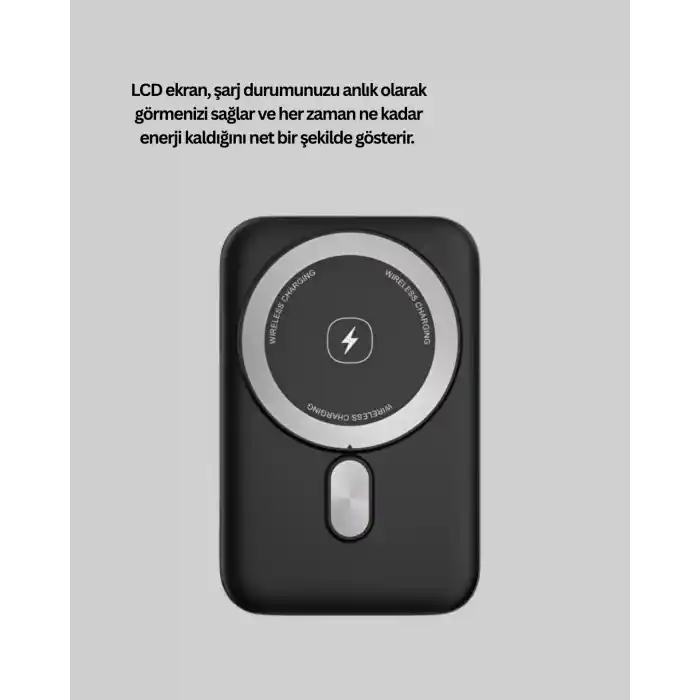LCD Ekranlı Kablosuz Powerbank Type C ve USB Çıkışlı
