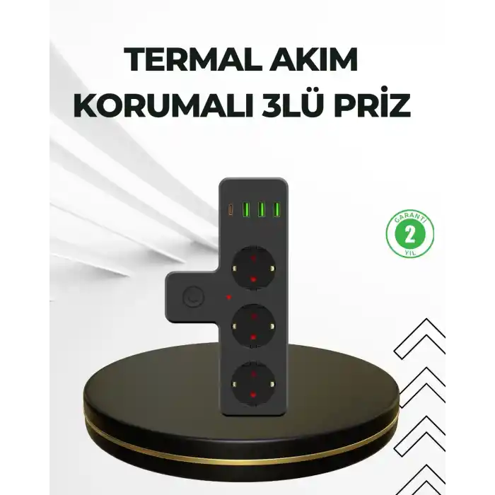 Masa Üstü Çoklu Priz USB ve Type-C Çıkışlı Güç Dağıtıcı