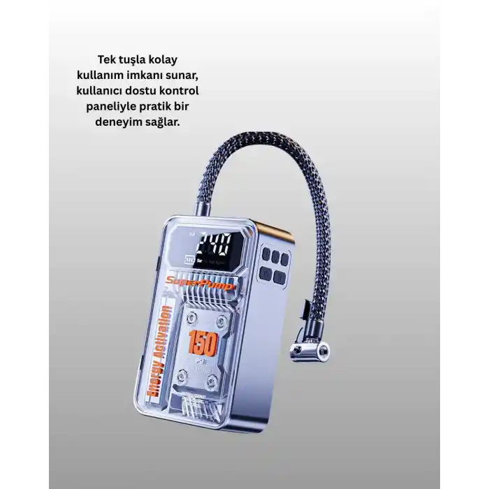Mini Boy Elektrikli Şarjlı Yüksek Basınçlı Lastik Şişirme Pompası
