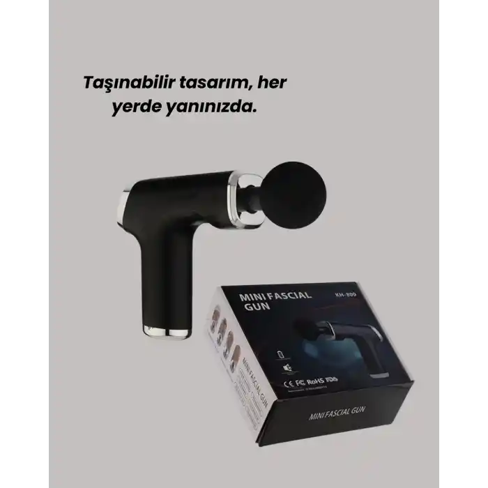 Mini Masaj Tabancası 4 Başlık 6 Hız Ayarlı