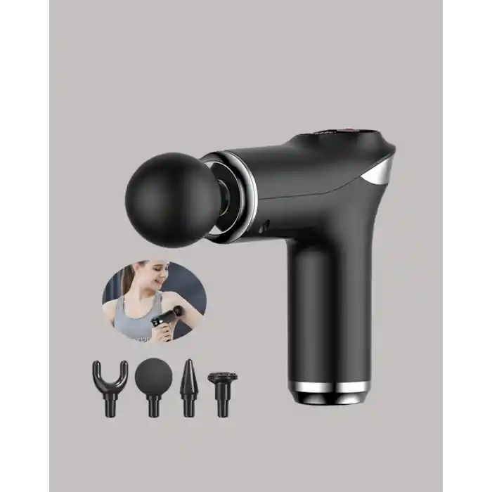 Mini Masaj Tabancası 4 Başlık 6 Hız Ayarlı