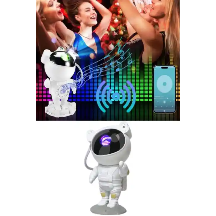 Projeksiyon Astronot Lamba Speaker Sevimli Astronot Bluetooth Hoparlör