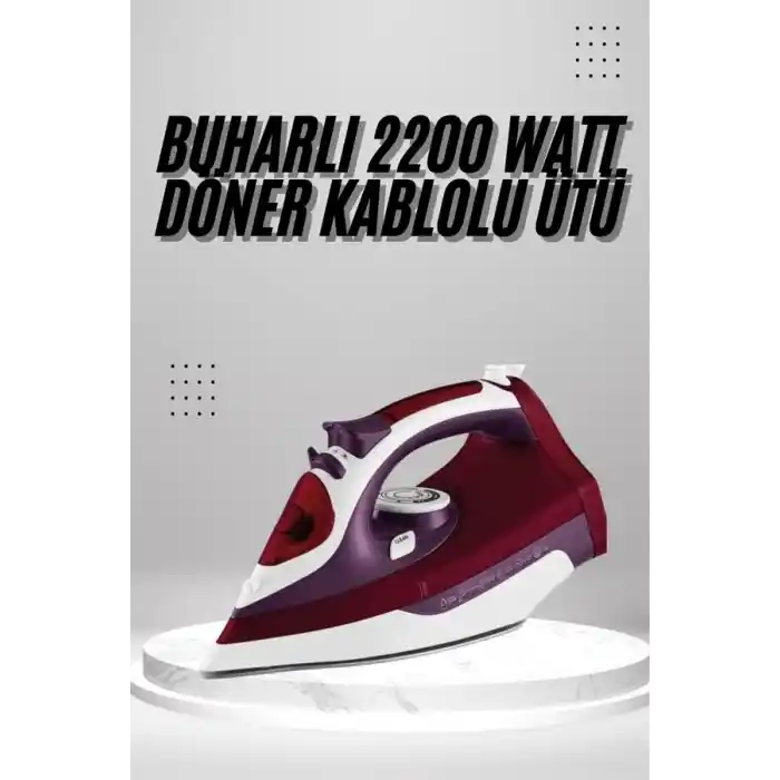 Seramik Tabanlı Kırmızı 2200 Watt Şok Buharlı Ütü