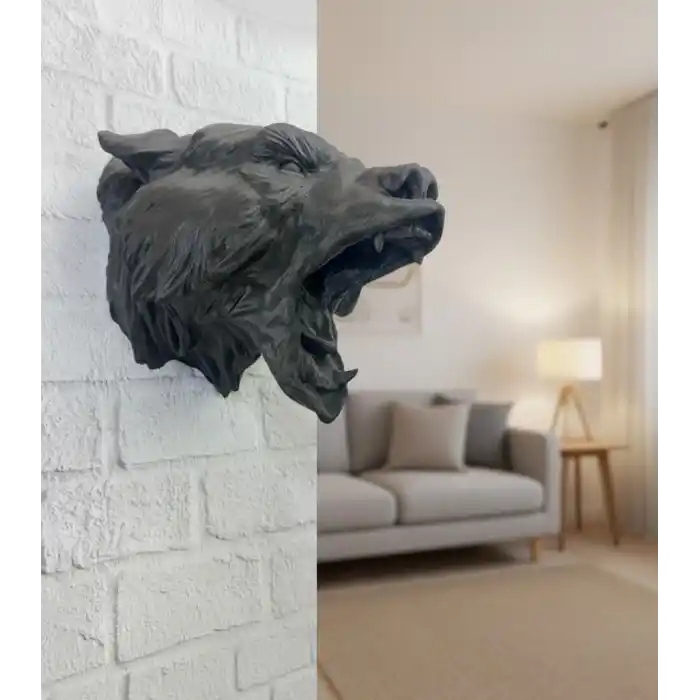 Siyah Ayı Figürü Duvar Dekoru Asılabilir Hediyelik Heykel 25x19 cm