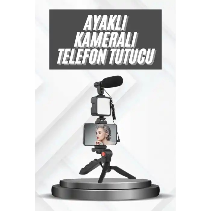 Telefon Tutucu Mikrofonlu Işıklı Youtuber Video Kayıt