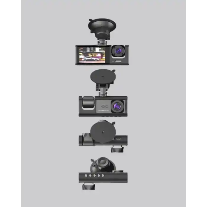 Üç Kameralı Araç DVR Full HD Gece Görüşlü ve 2 inç IPS Ekranlı
