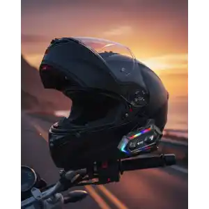 16 Mod RGB Işıklı Motosiklet Intercom Çift Telefon Destekli